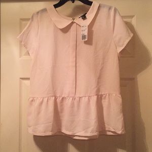 Forever 21 light pink peplum Peter Pan blouse